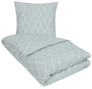 Se Sengetøj 200x220 cm - Karen blåt sengetøj - Mønstret dobbelt dynebetræk - 100% Bomuld - Nordstrand Home hos Dynezonen.dk